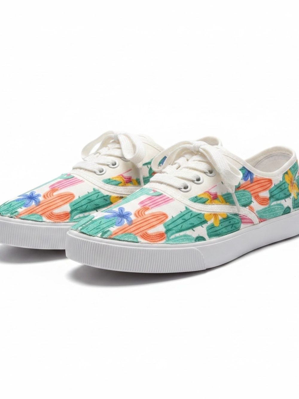 NWT Women's Custom Hand-Crafted Cactus Canvas Sneakers One-of-a-Kind Casual Shoe